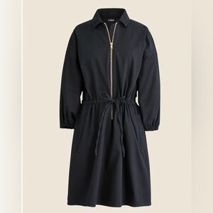 JCrew cinched zip‎ up dress in drapey cotton, oversized, 100% cotton